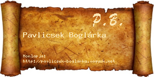 Pavlicsek Boglárka névjegykártya