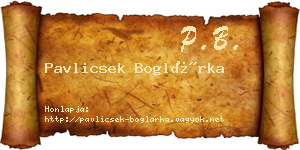 Pavlicsek Boglárka névjegykártya